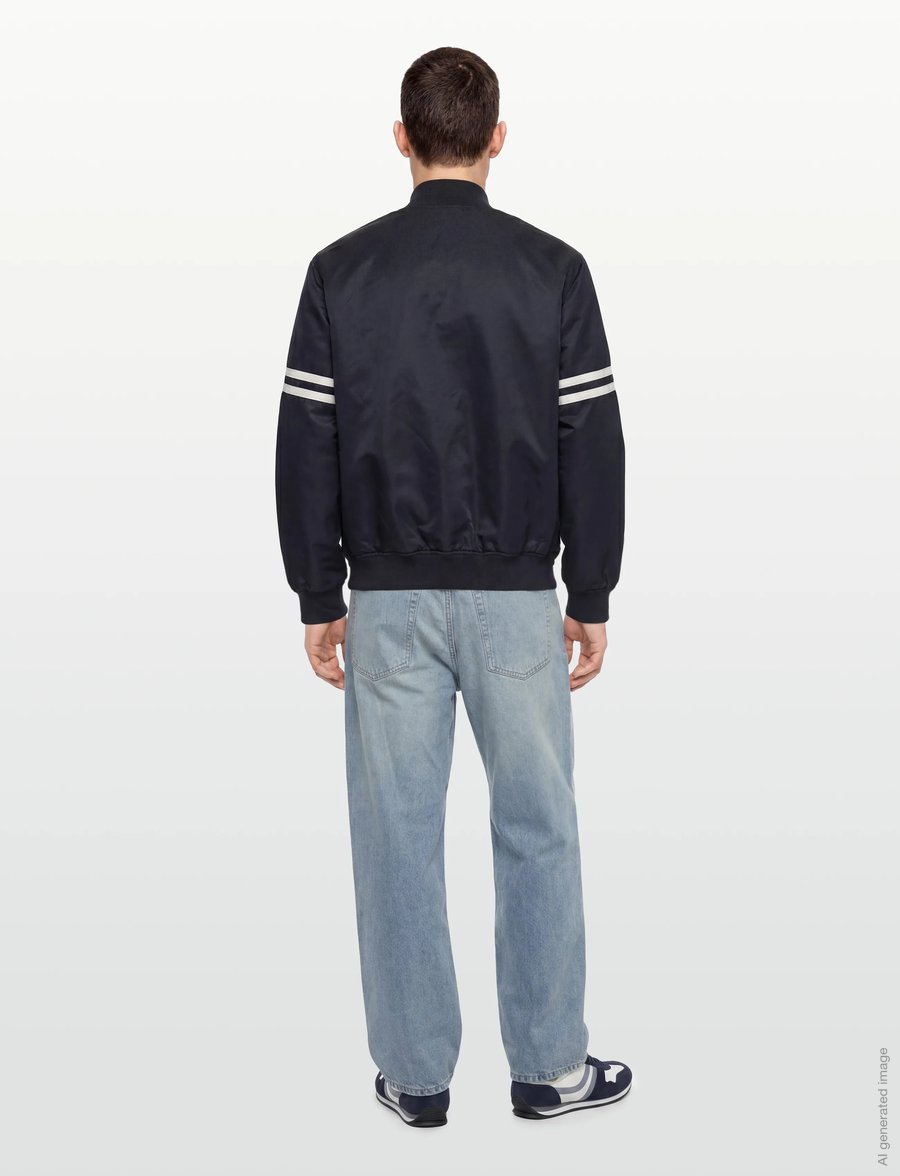 Lacoste - Embroidered Badge Water-Repellent Bomber Jacket - varsity jackor - navy - 4