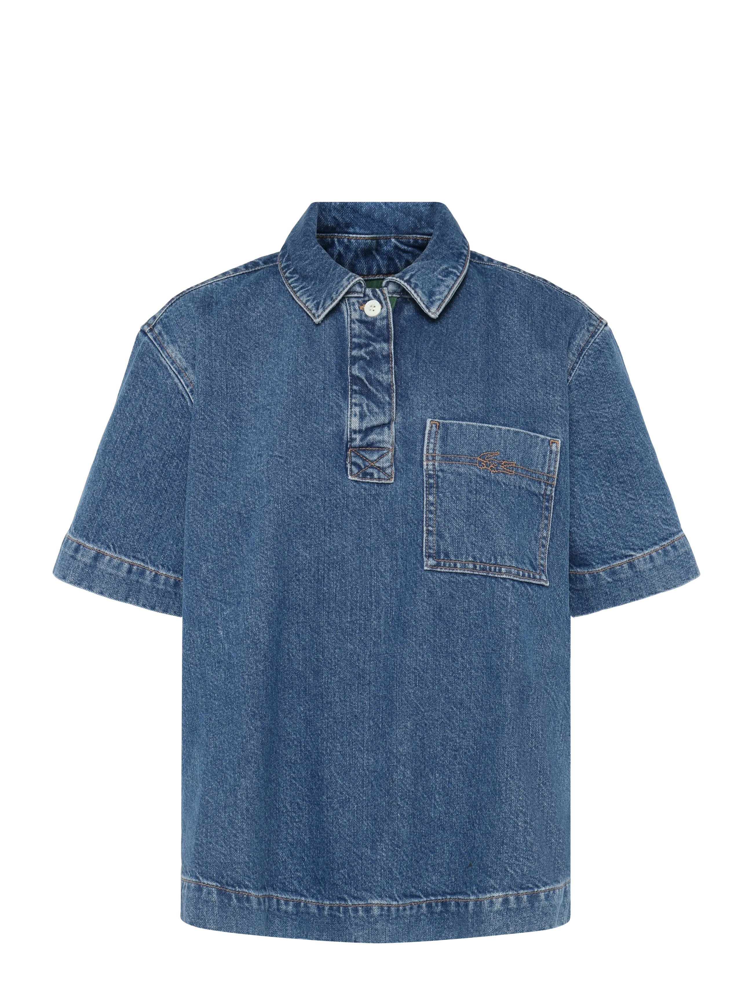 Lacoste Oversized  Denim Polo Shirt - Teksasärgid - BLUE / blue