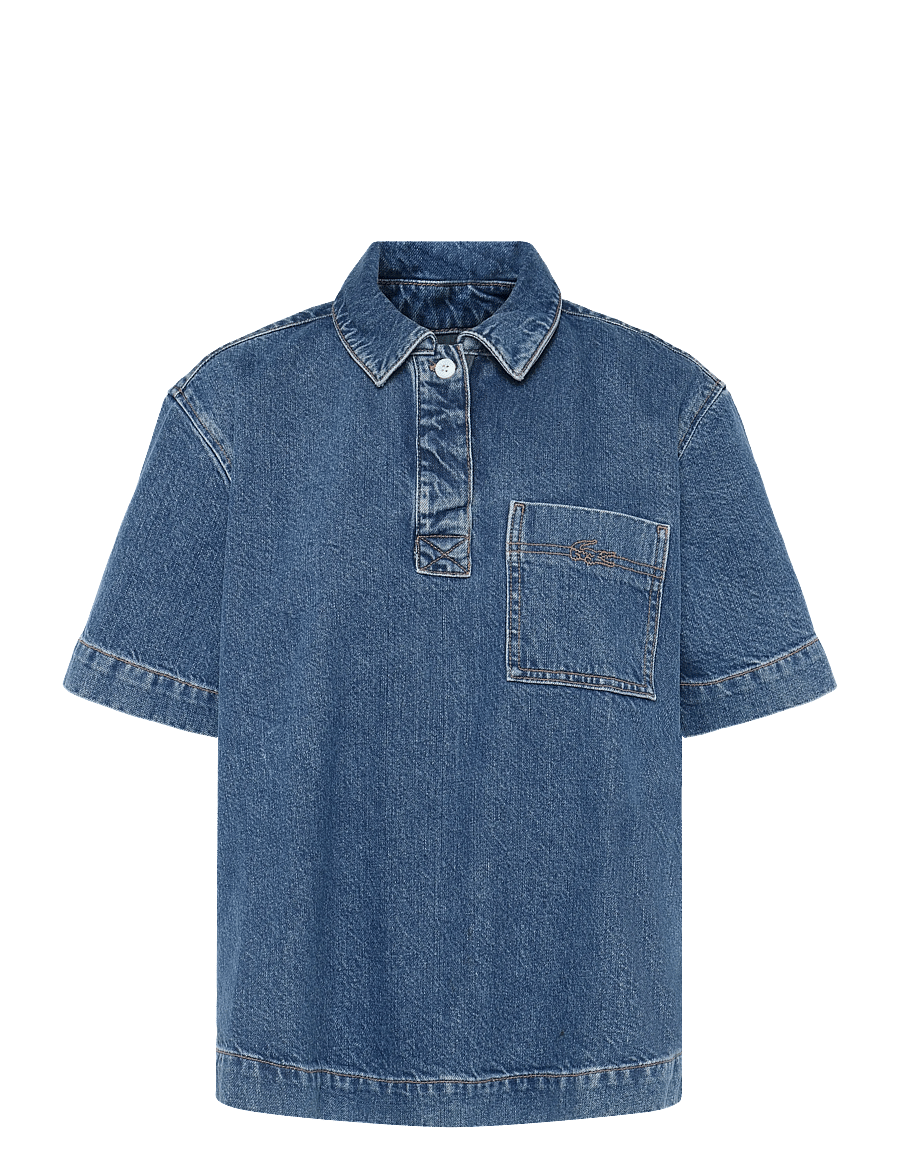 Lacoste - Oversized Denim Polo Shirt - blue - 1