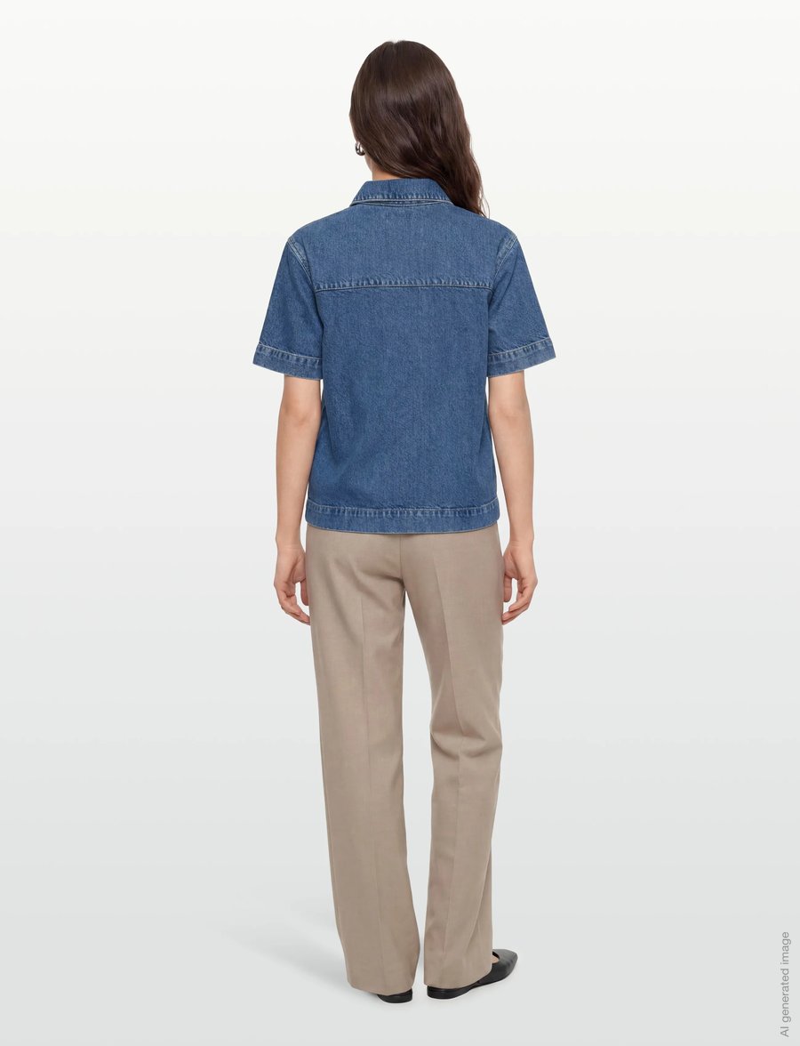 Lacoste - Oversized Denim Polo Shirt - blue - 4