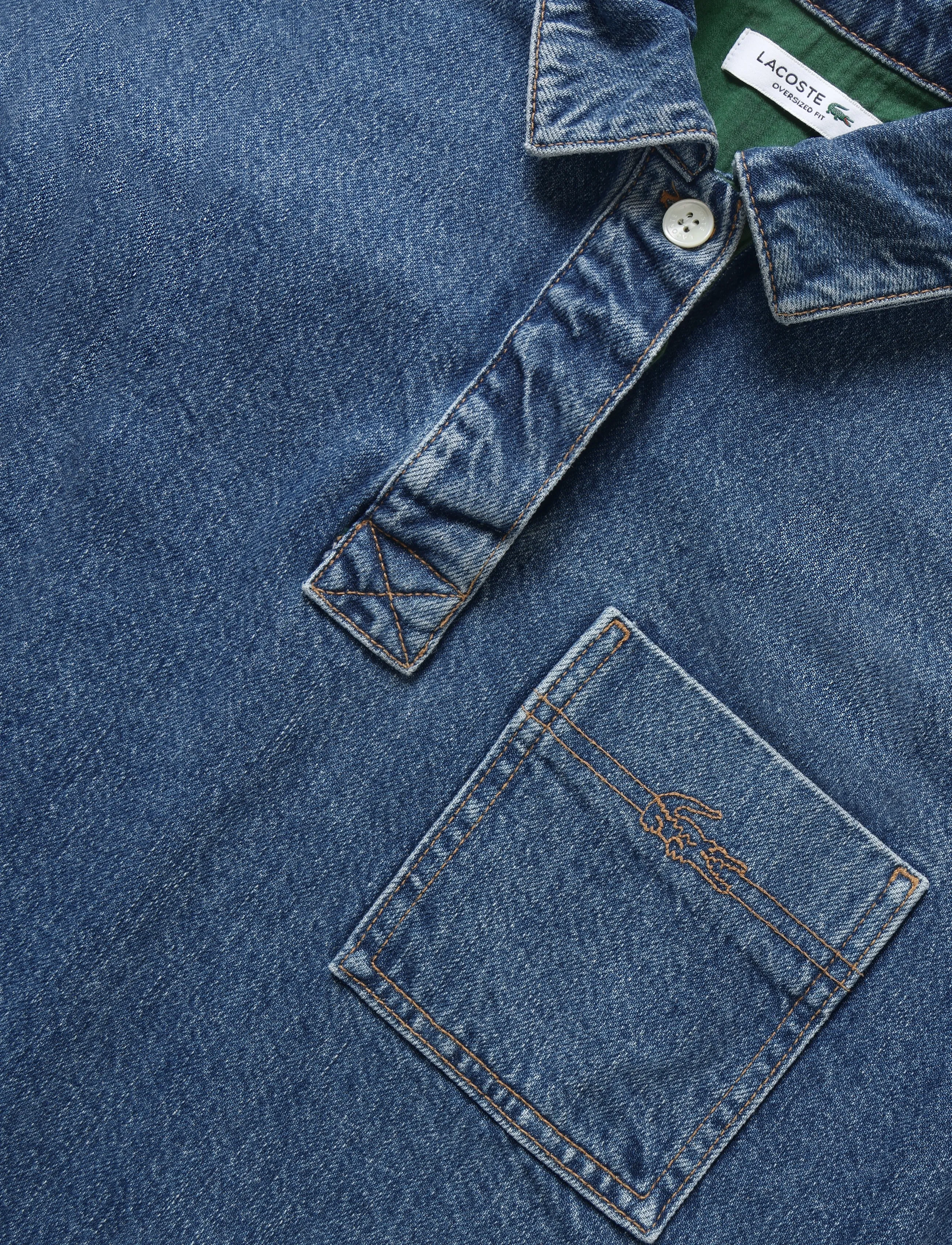 Lacoste - Oversized  Denim Polo Shirt - blue - 5