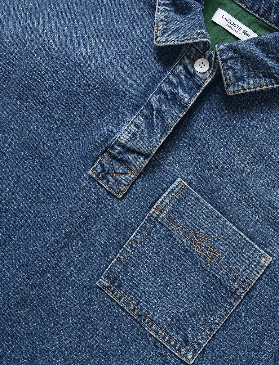 Lacoste - Oversized Denim Polo Shirt - blue - 5