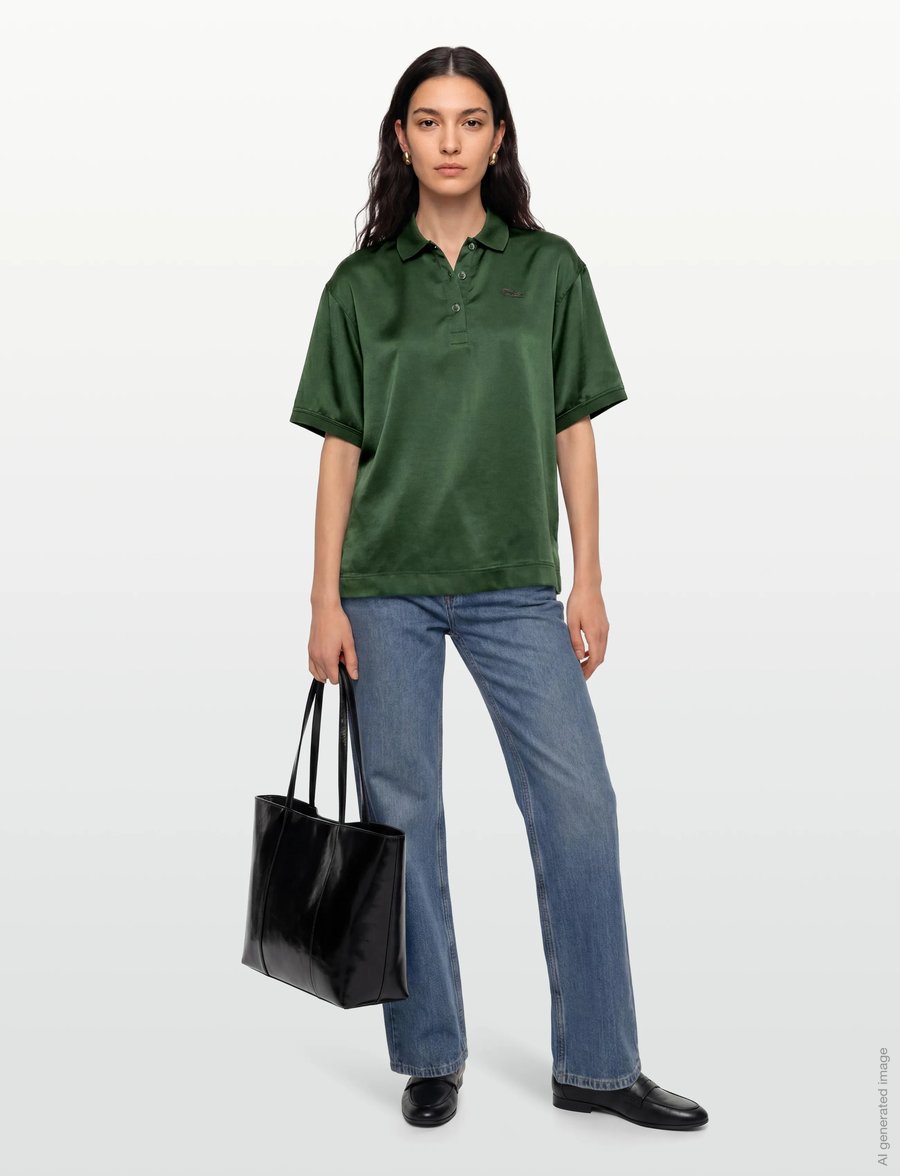 Lacoste - Oversized Silky Fluid Polo Shirt - poloer - green - 0