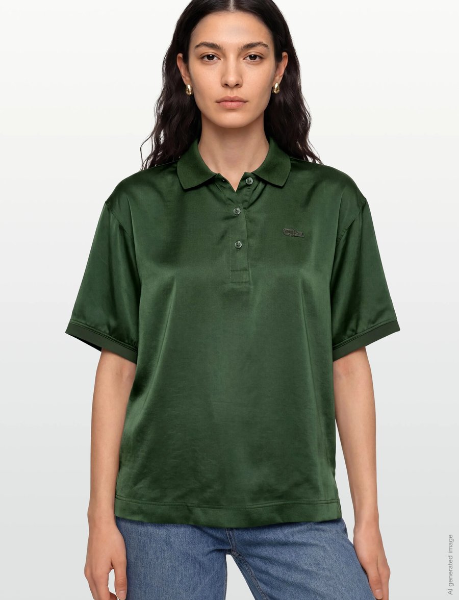 Lacoste - Oversized Silky Fluid Polo Shirt - poloer - green - 3