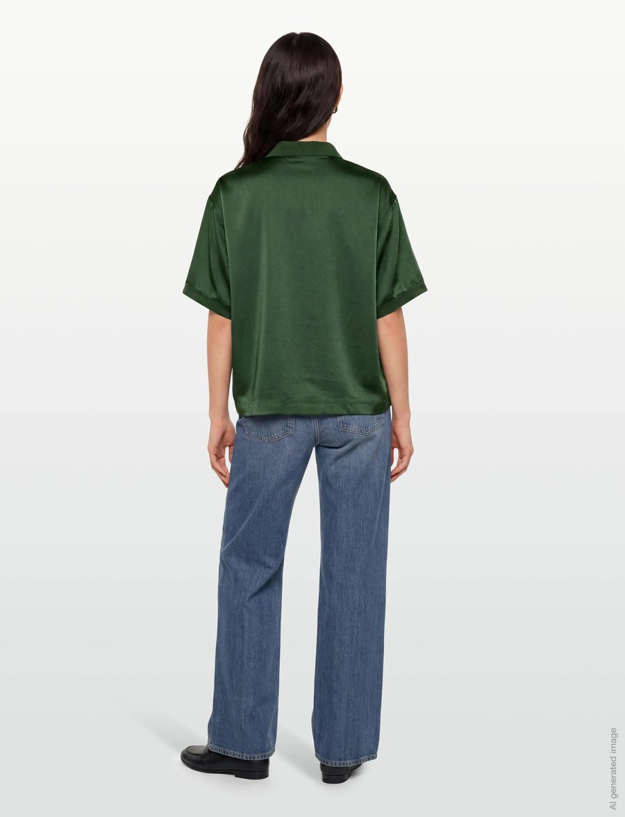 Lacoste - Oversized Silky Fluid Polo Shirt - poloer - green - 4