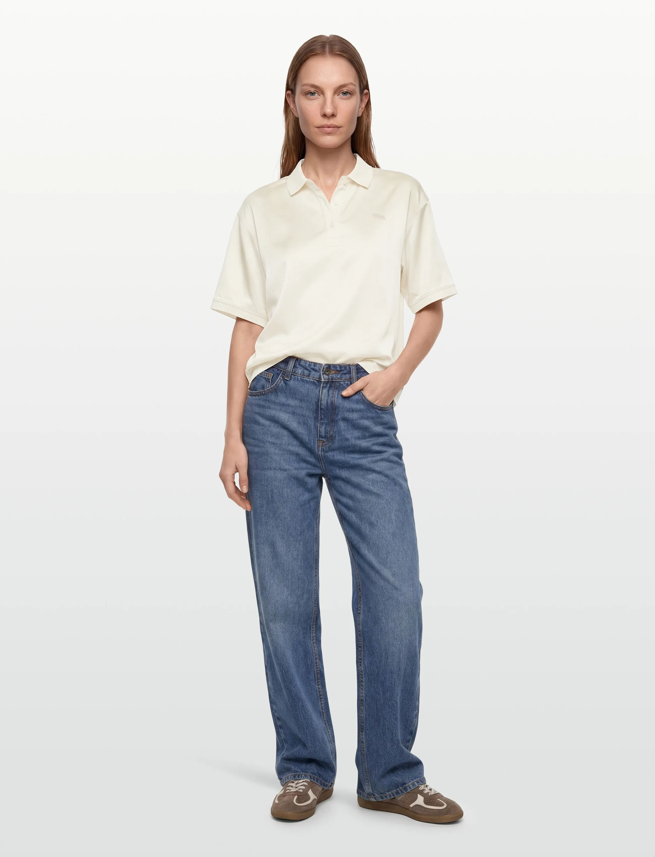Lacoste - Oversized Silky Fluid Polo Shirt - poloshirts - white - 0