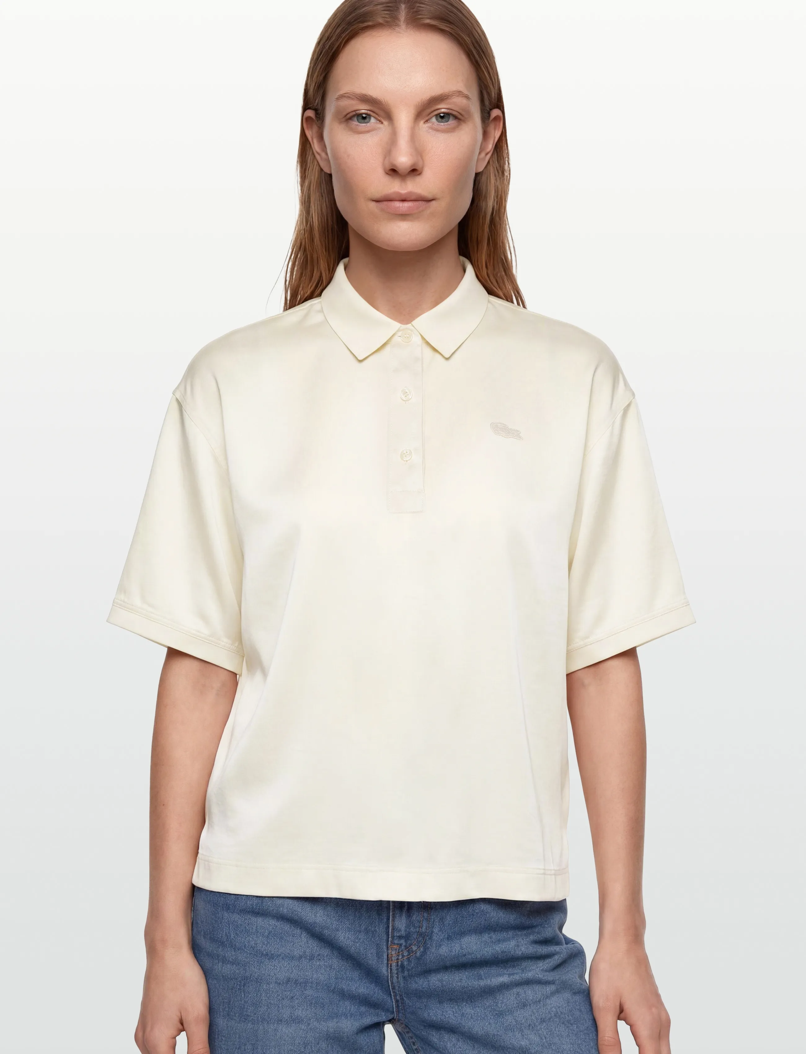 Lacoste - Oversized Silky Fluid Polo Shirt - poloshirts - white - 3