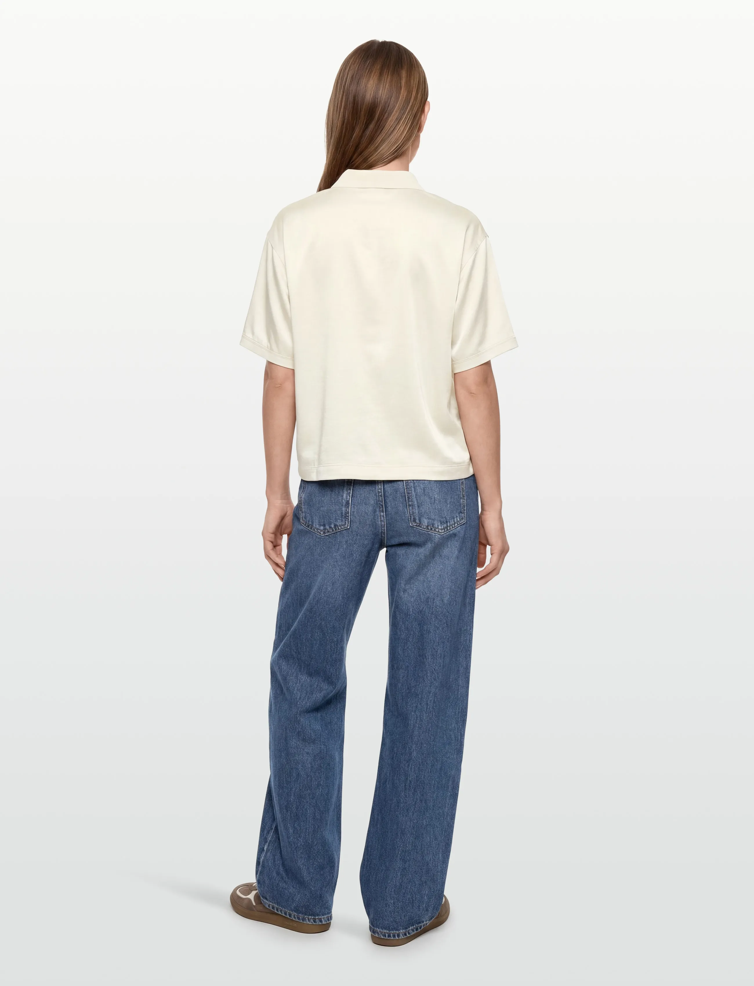 Lacoste - Oversized Silky Fluid Polo Shirt - poloshirts - white - 4