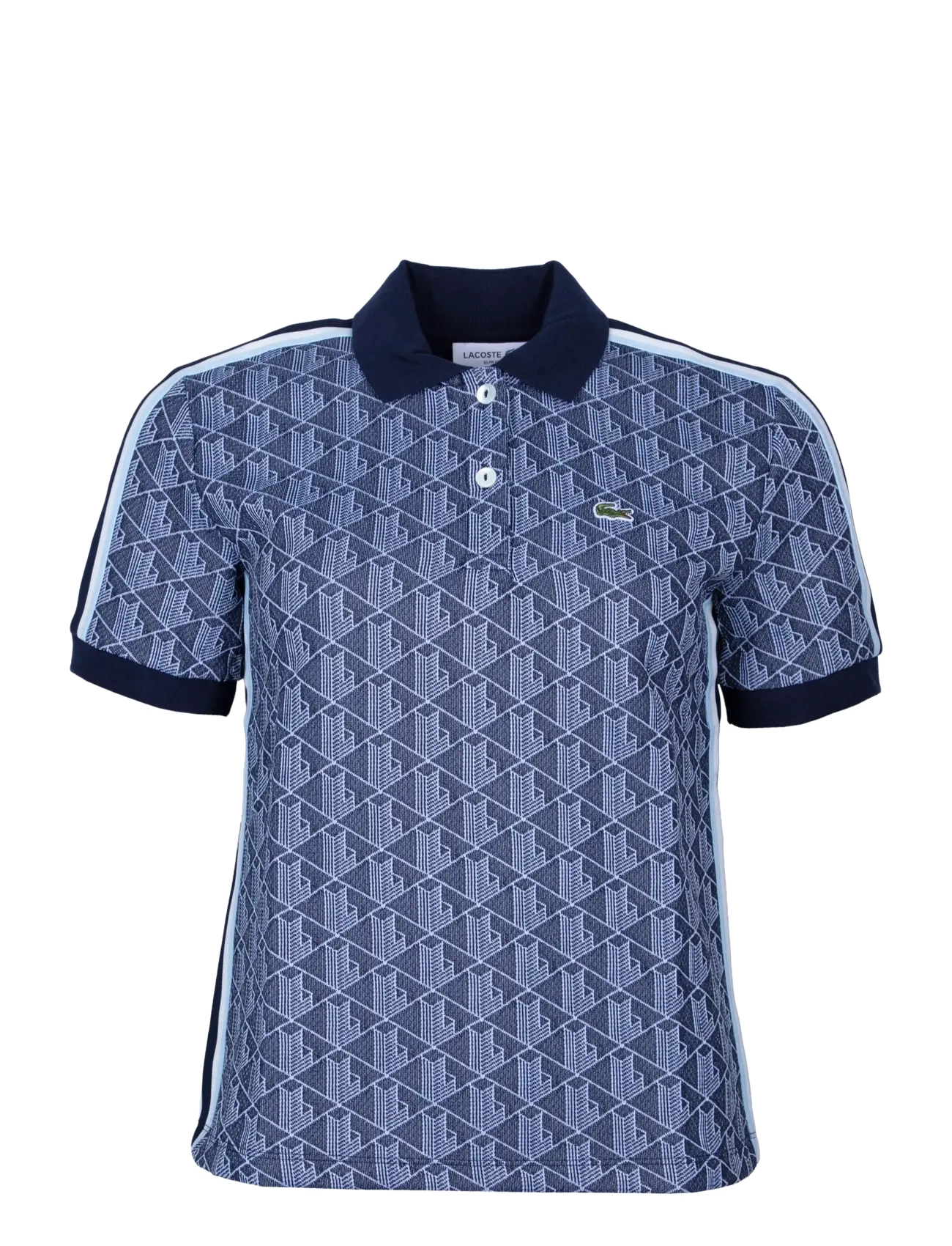 Lacoste Monogram Jacquard Polo Shirt, 34, T-shirts & Oberteile, Blau - Short-sleeved, Frauen
