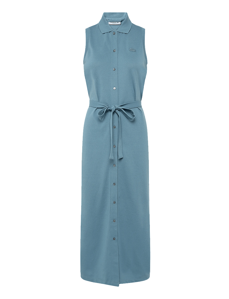 Lacoste - Long Stretch Pique Polo Dress - hemdkleider - blue - 1