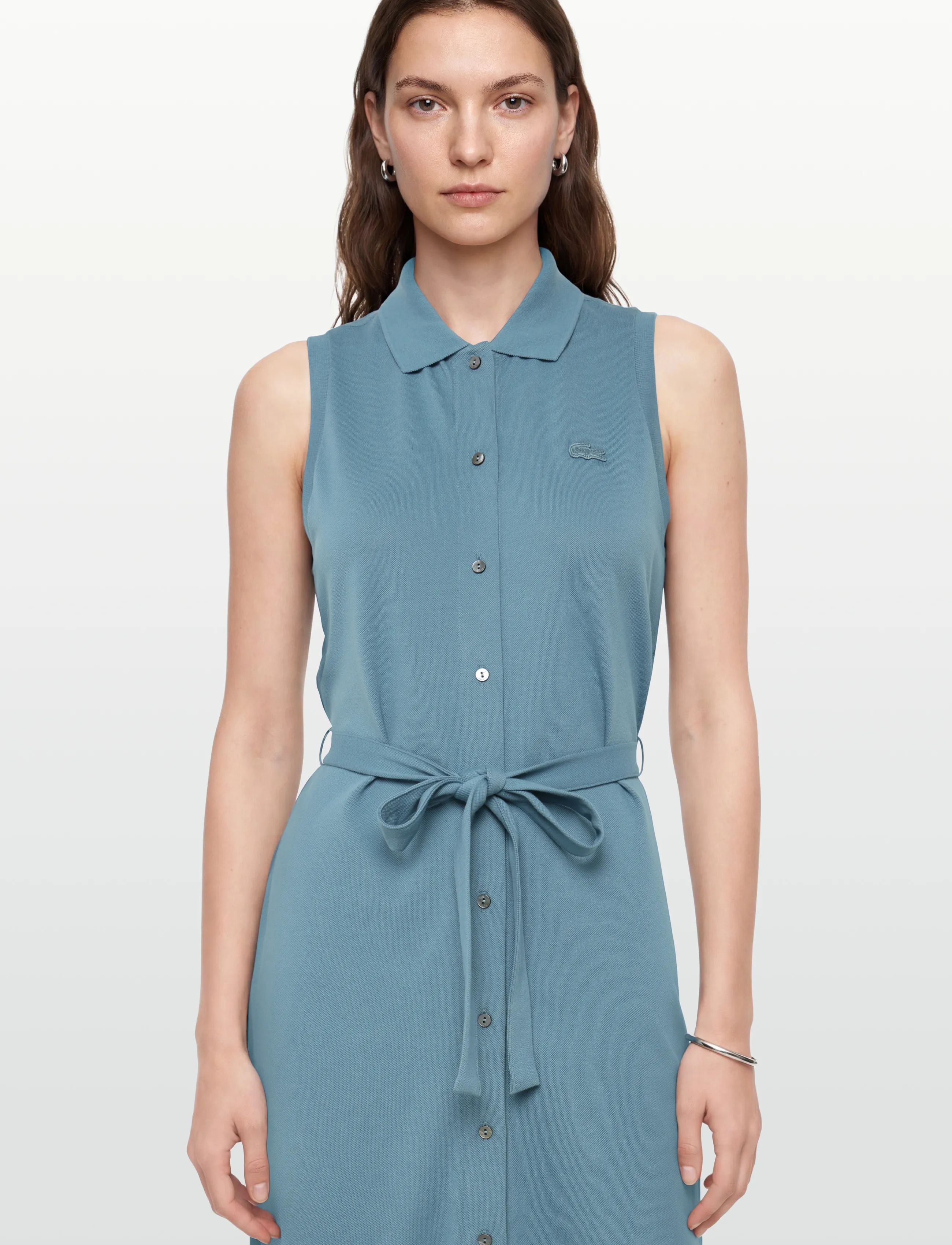 Lacoste - Long Stretch Pique Polo Dress - hemdkleider - blue - 3
