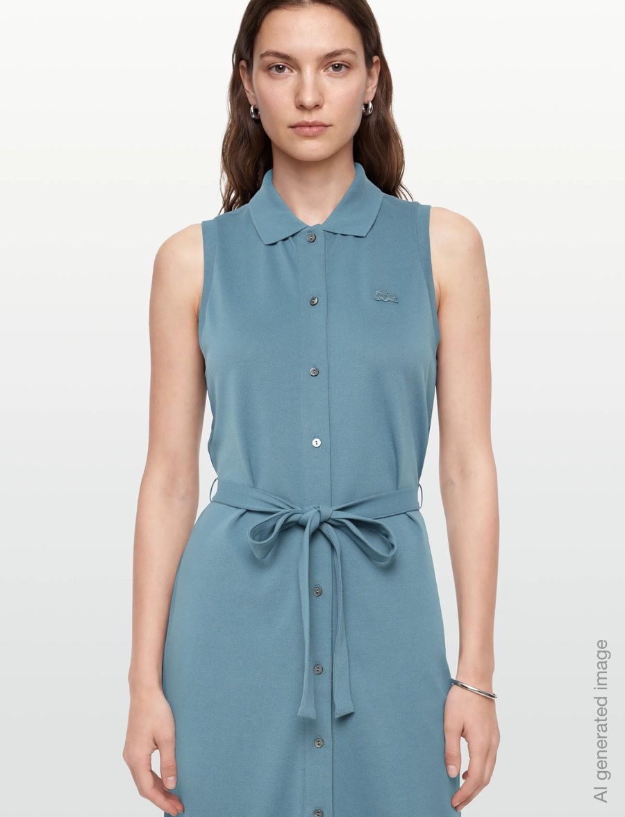 Lacoste - Long Stretch Pique Polo Dress - hemdkleider - blue - 3