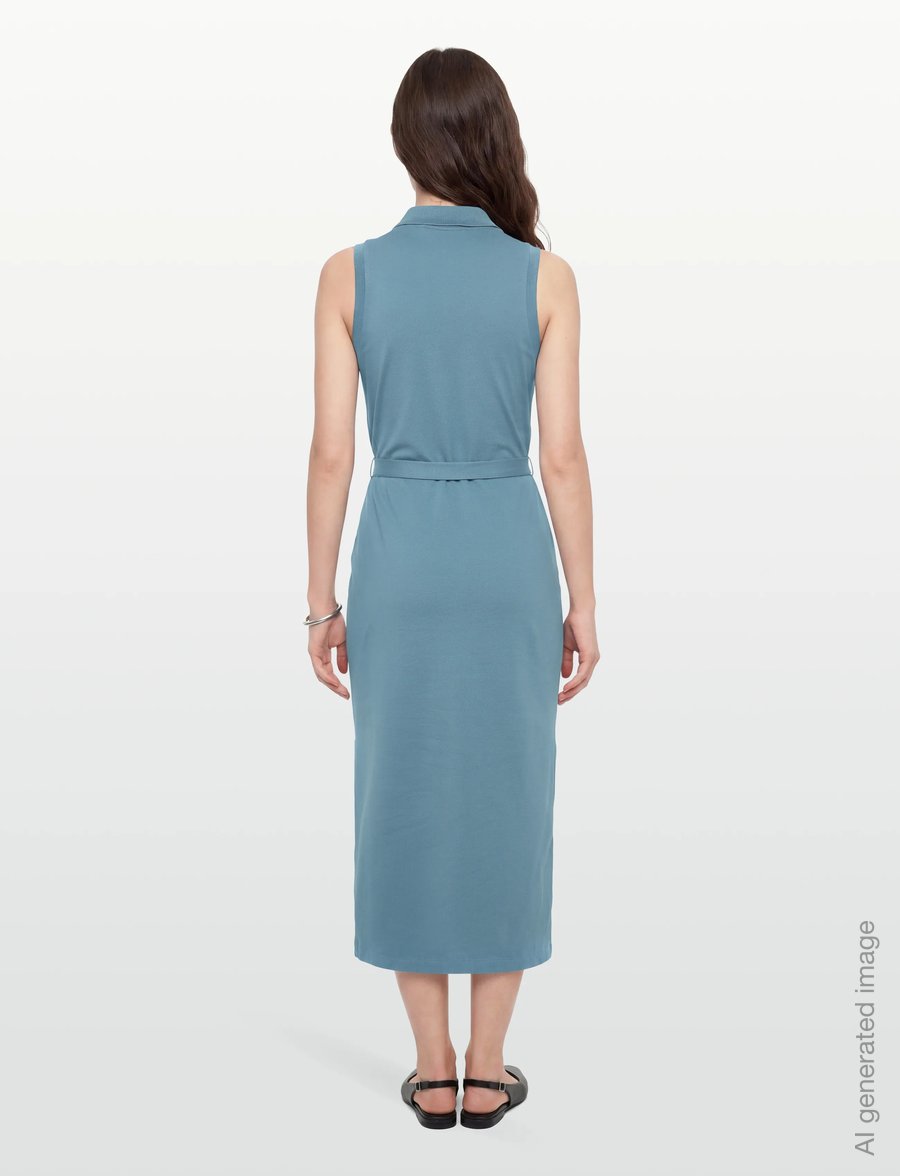 Lacoste - Long Stretch Pique Polo Dress - hemdkleider - blue - 4