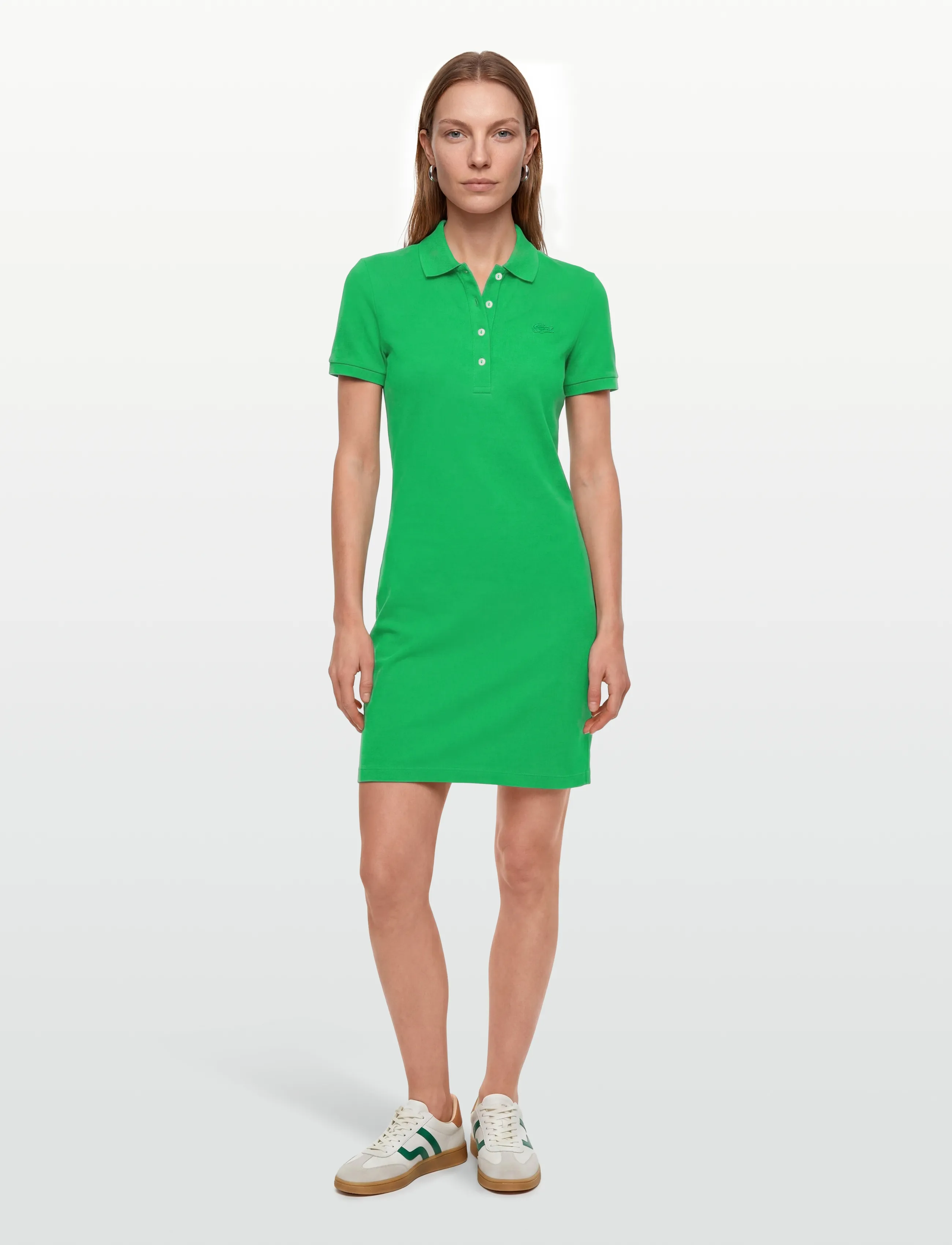 Lacoste Slim Fit Stretch Mini Piqué Polo Dress, 34, Green, Kjoler > Kort Kjole, Dame