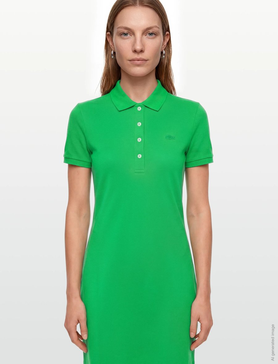 Lacoste - Slim Fit Stretch Mini Piqué Polo Dress - sommerkleider - green - 3