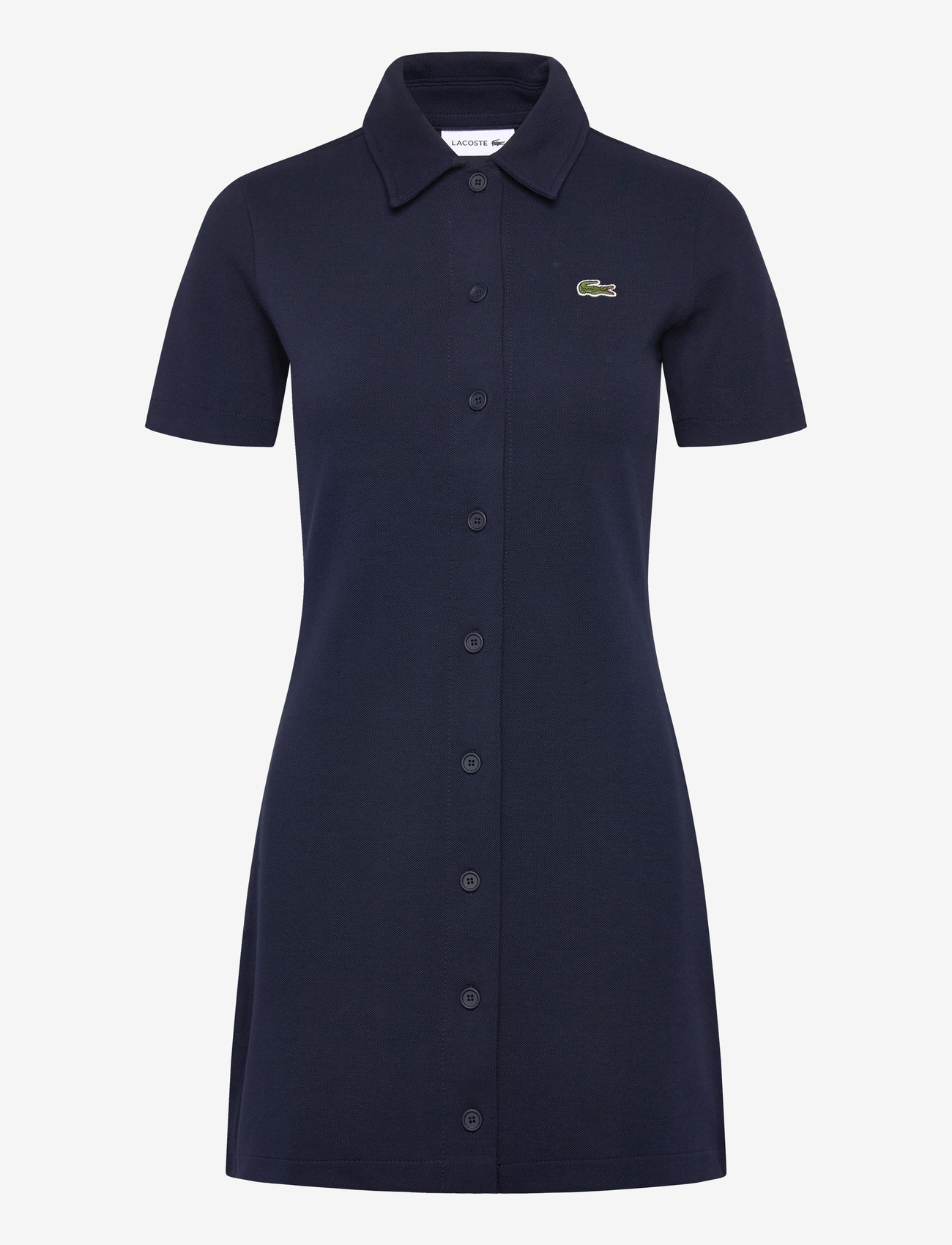 Lacoste - Heavy Piqué Buttoned Polo Dress - hemdkleider - navy blue - 0