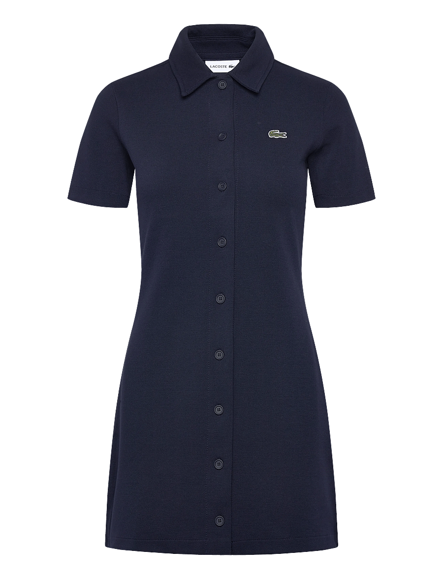 Lacoste - Heavy Piqué Buttoned Polo Dress - särkkleidid - navy blue - 0