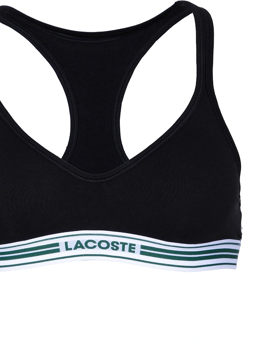 Lacoste - Padded Stretch Jersey Logo Bralette - bralette - black - 2