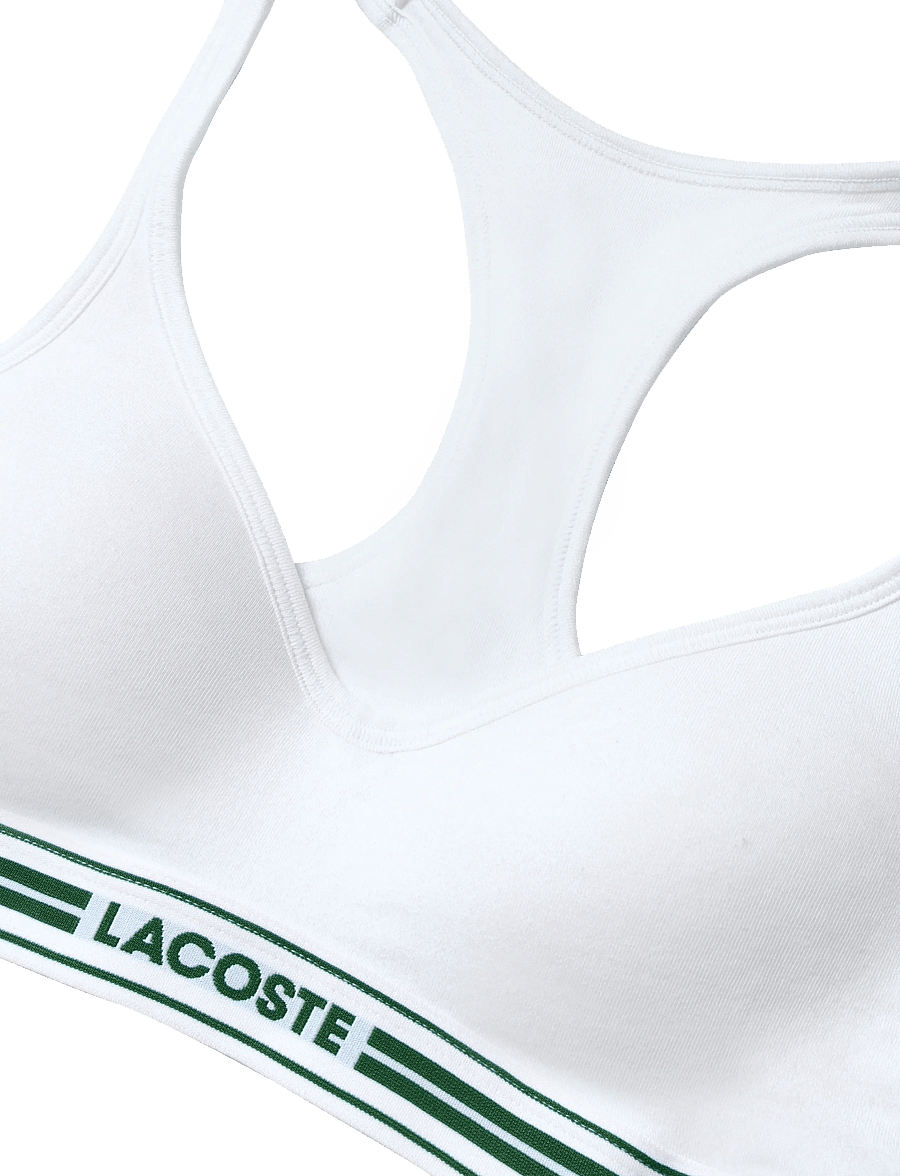 Lacoste - Padded Stretch Jersey Logo Bralette - white - 2
