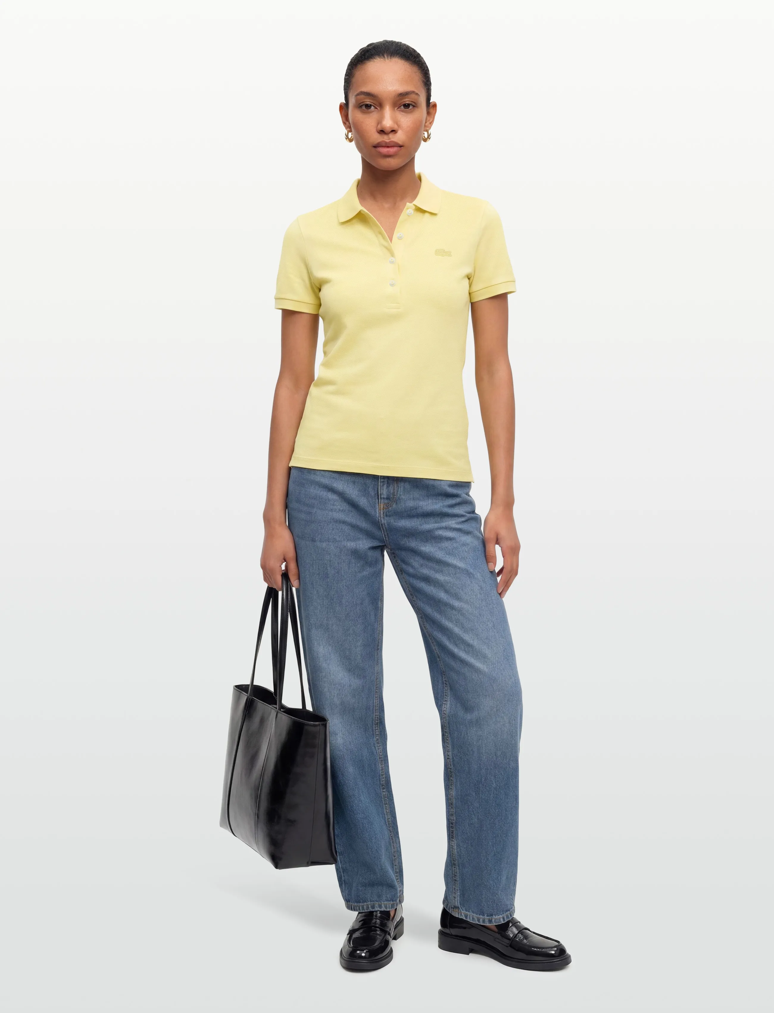 Lacoste Stretch Cotton Piqué Polo, 42, T-shirts & Oberteile, Gelb - Short-sleeved, Frauen