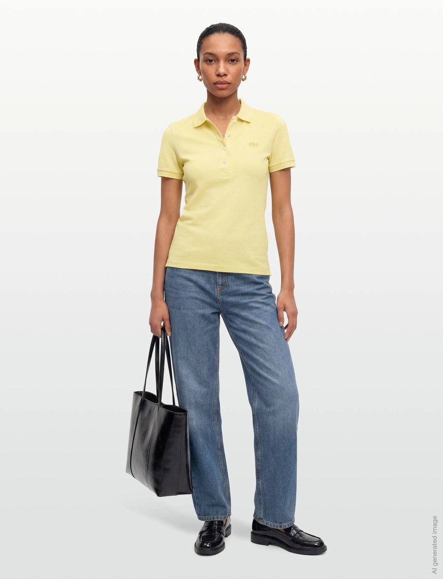 Lacoste - Stretch Cotton Piqué Polo - poloshirts - yellow - 0