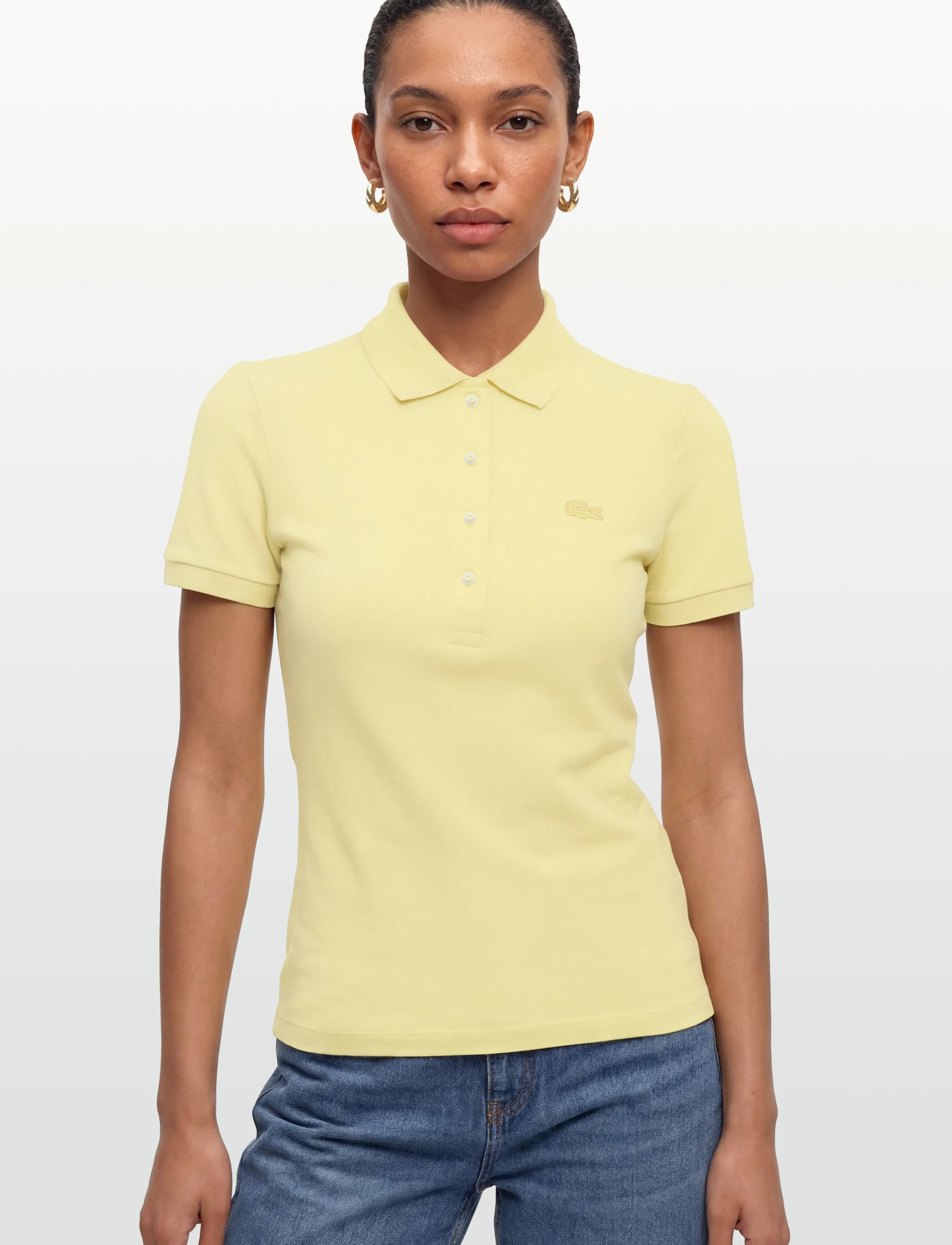 Lacoste - Stretch Cotton Piqué Polo - poloshirts - yellow - 3