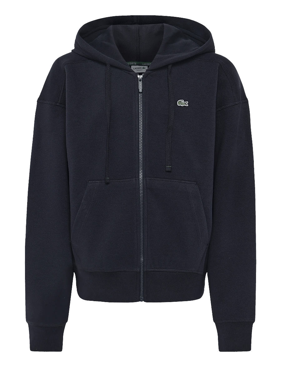 Lacoste - Zip-Up Piqué Hoodie - navy blue - 1