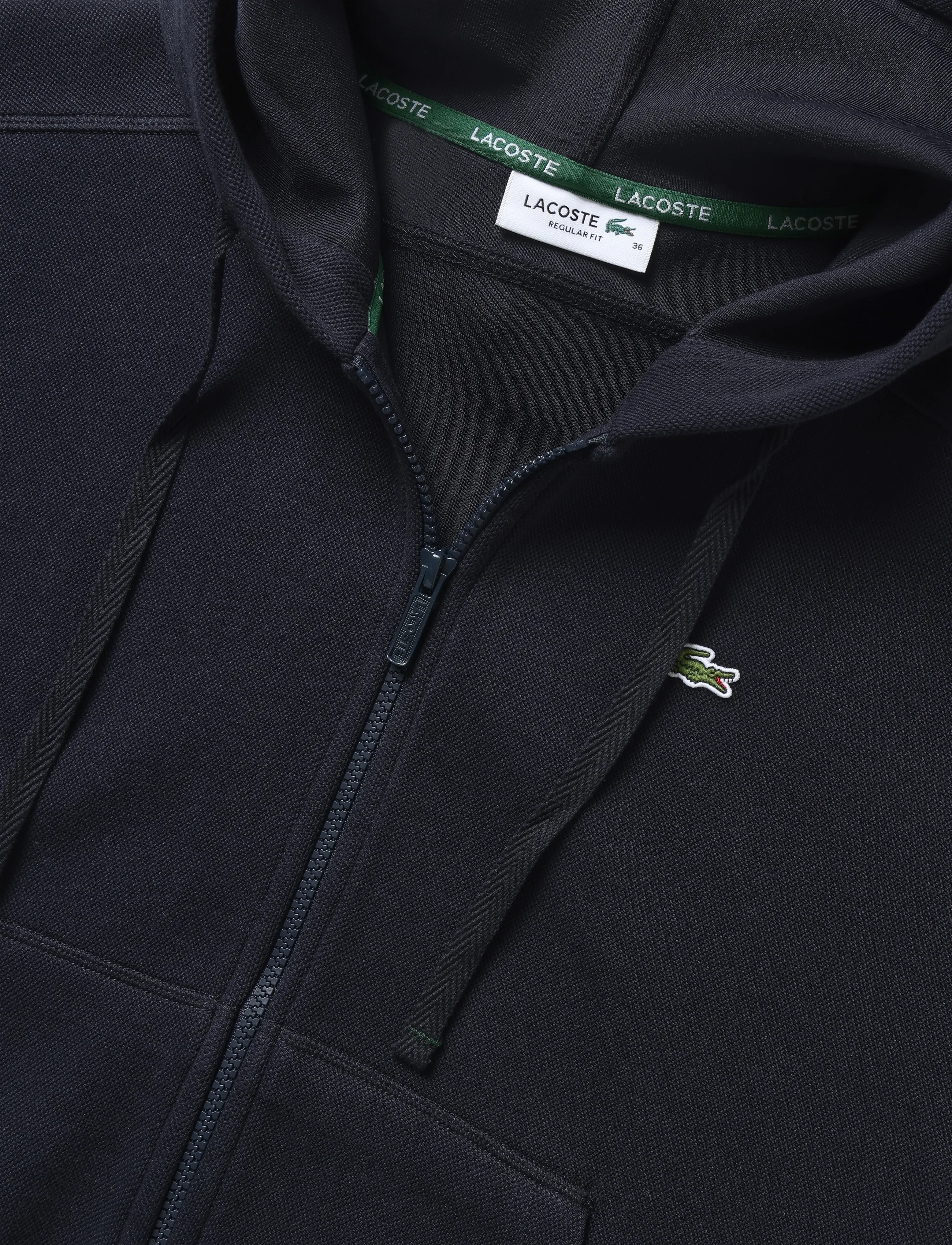 Lacoste - Zip-Up Piqué Hoodie - navy blue - 5