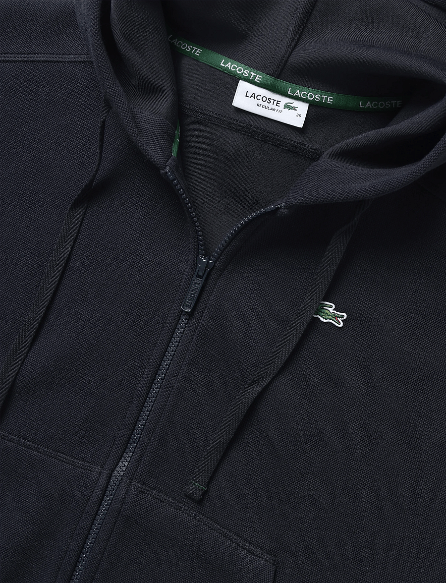 Lacoste - Zip-Up Piqué Hoodie - navy blue - 5