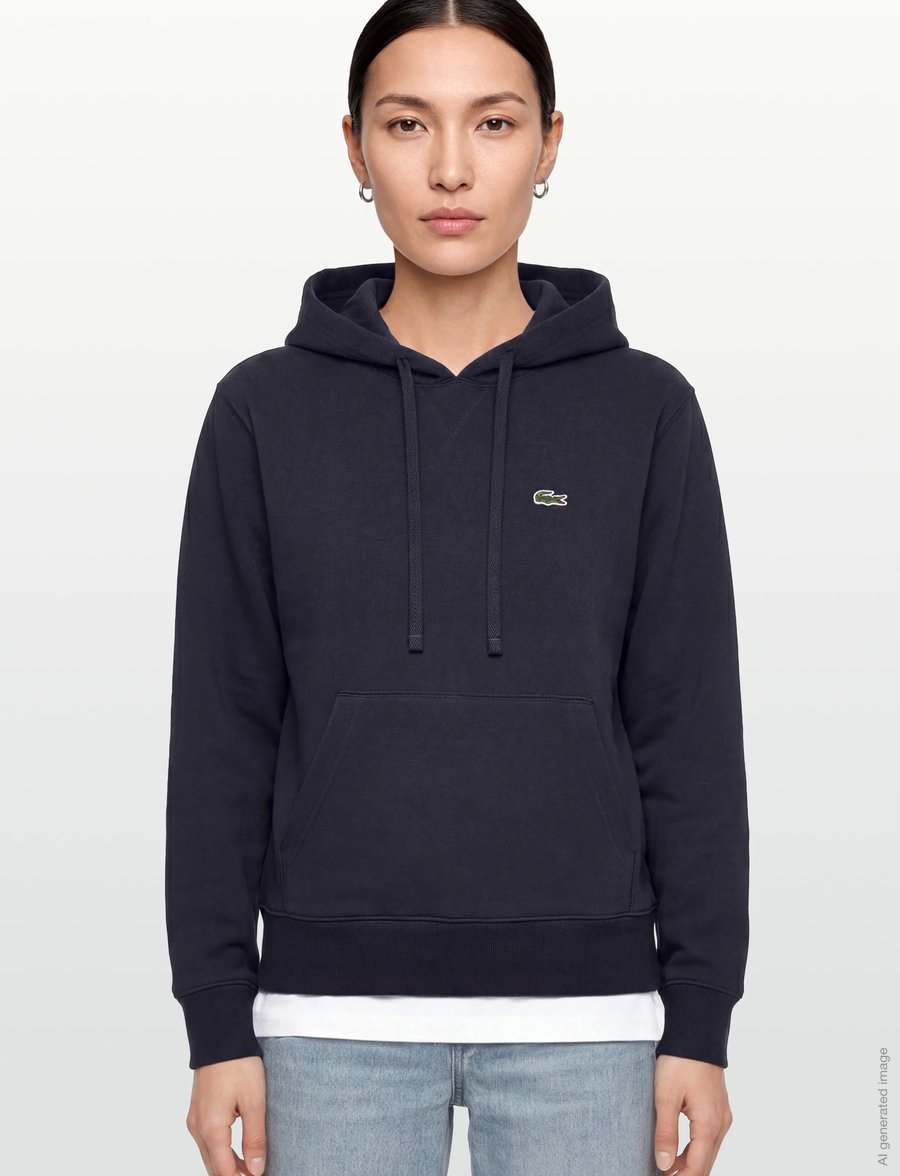Lacoste - Relaxed Fit Piqué Hoodie - hettegensere - navy blue - 3