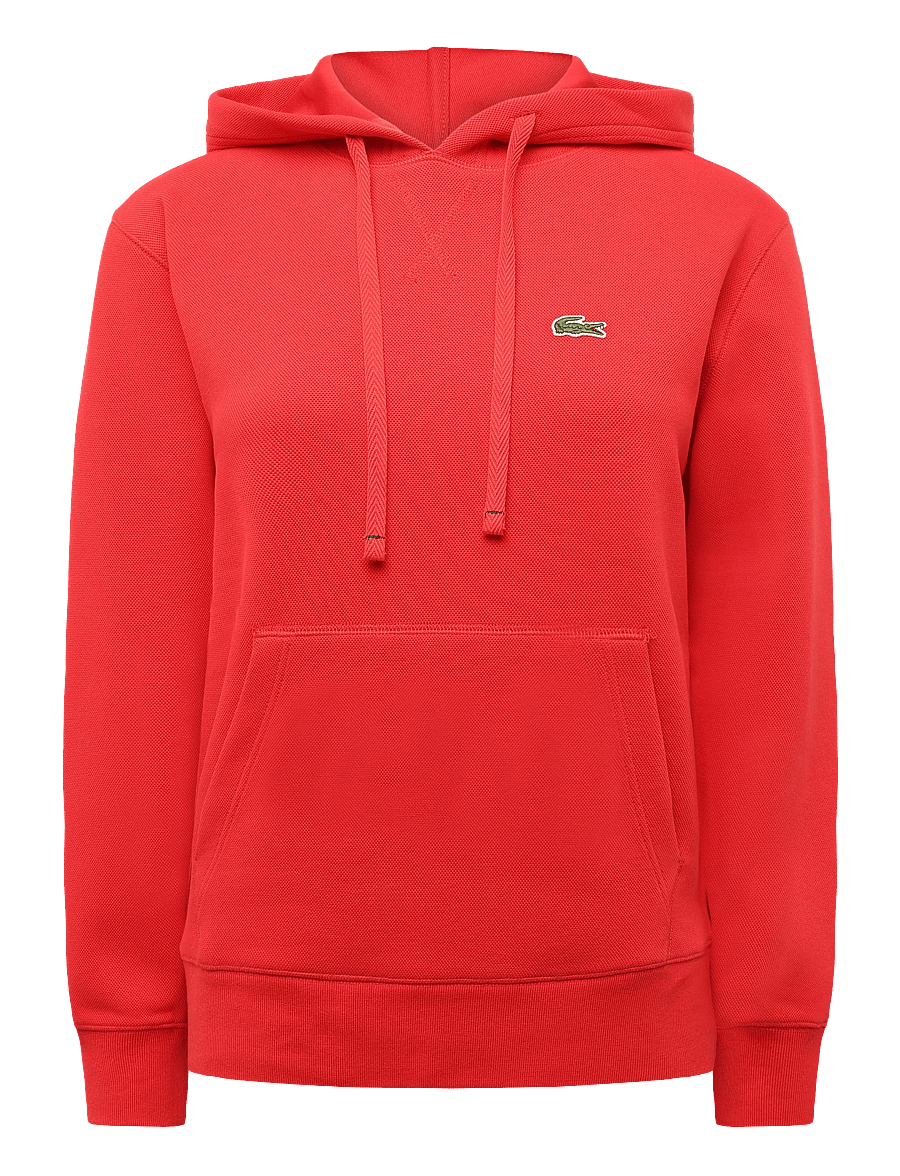 Lacoste - Relaxed Fit Piqué Hoodie - hoodies - red - 0