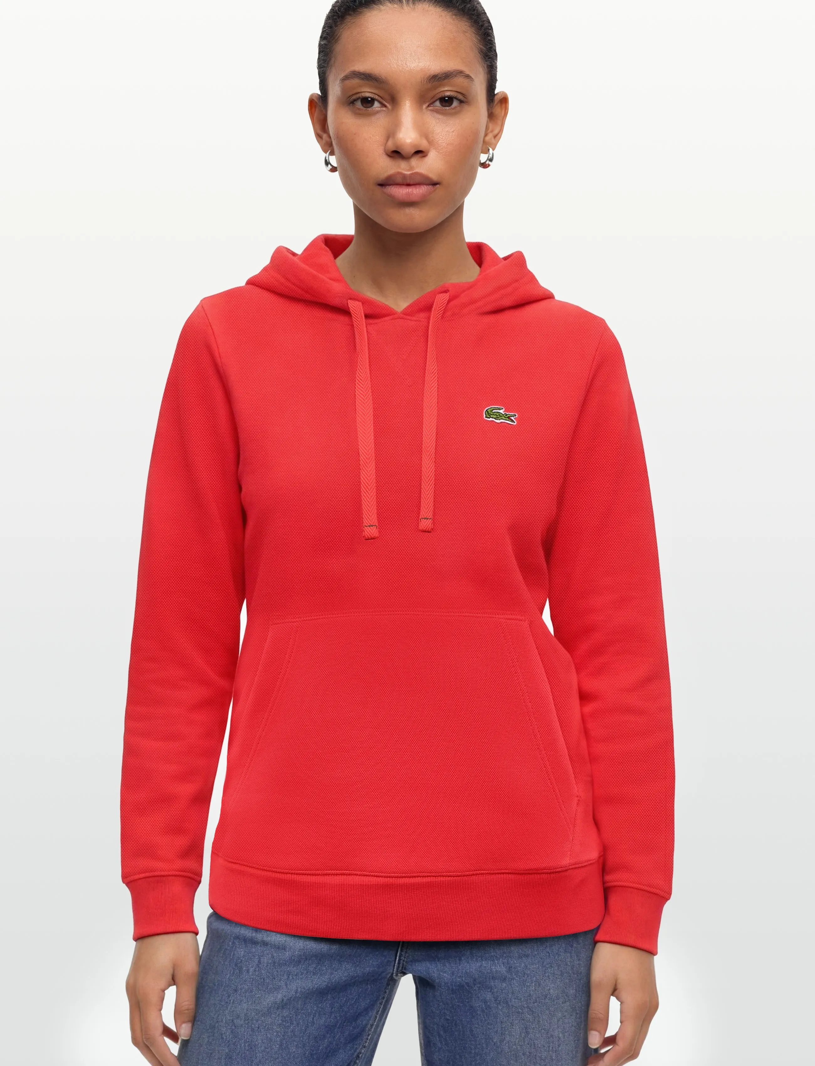 Lacoste - Relaxed Fit Piqué Hoodie - hoodies - red - 3