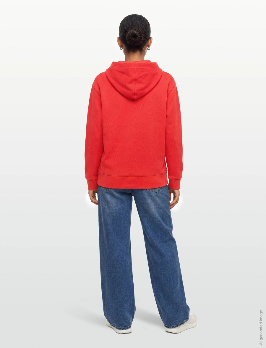 Lacoste - Relaxed Fit Piqué Hoodie - hoodies - red - 4