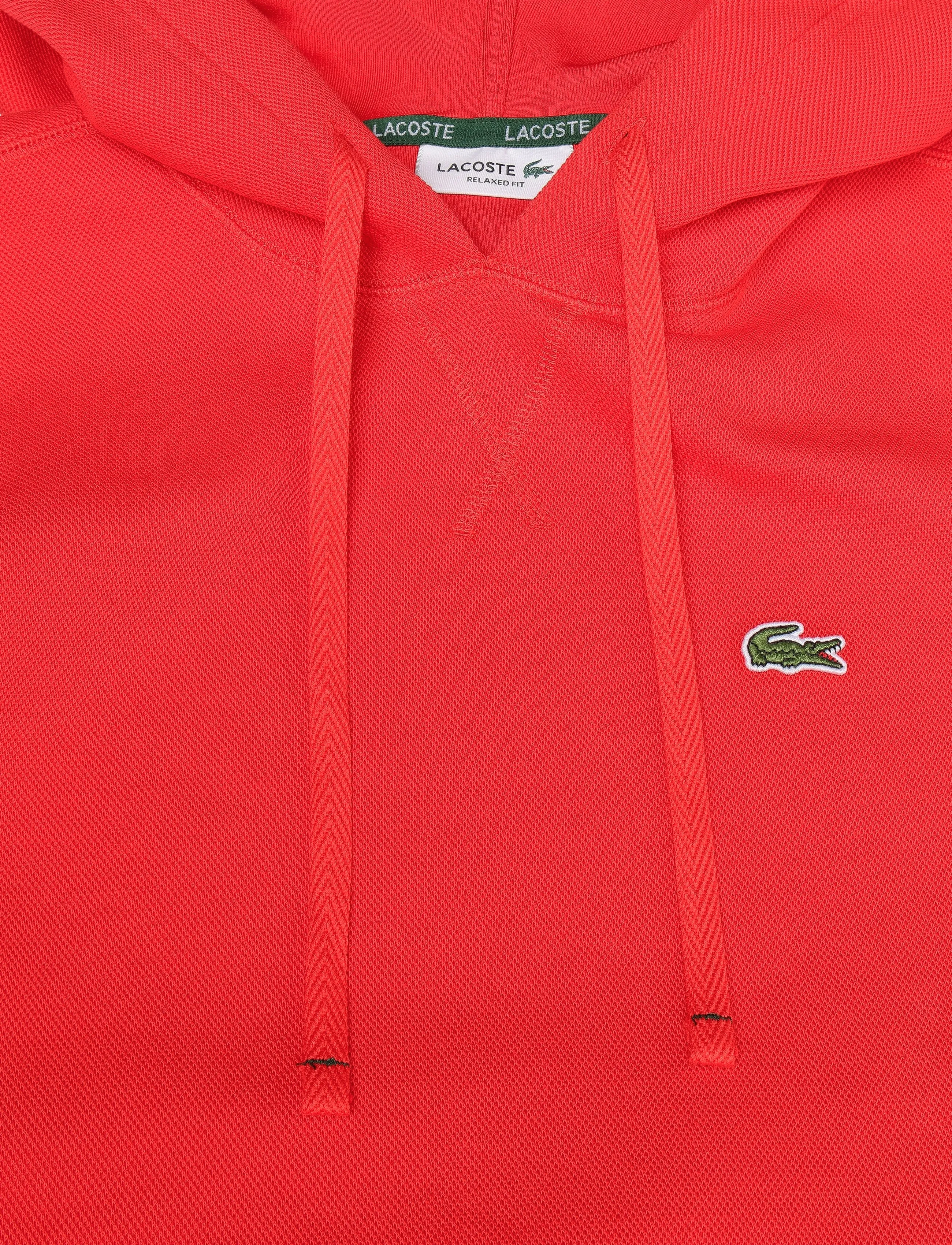 Lacoste - Relaxed Fit Piqué Hoodie - hoodies - red - 2