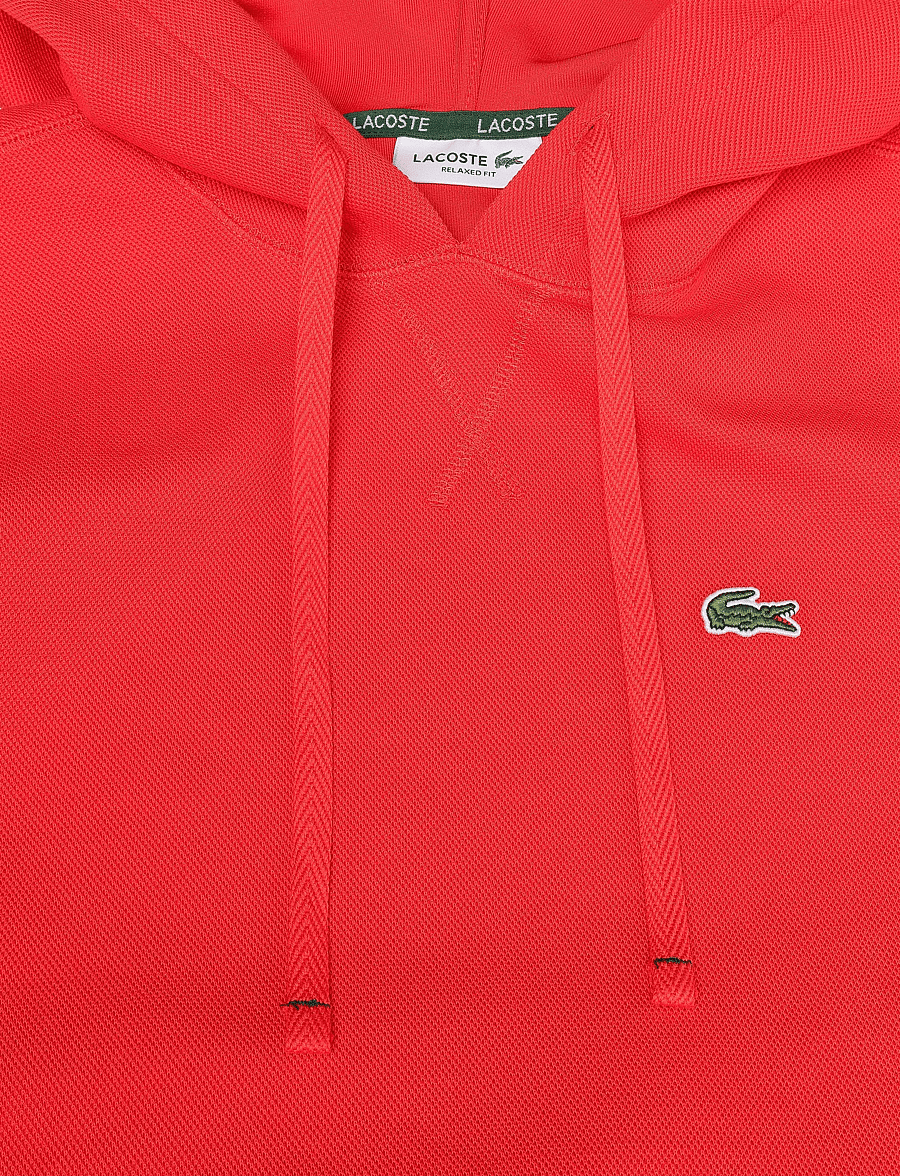 Lacoste - Relaxed Fit Piqué Hoodie - hoodies - red - 2