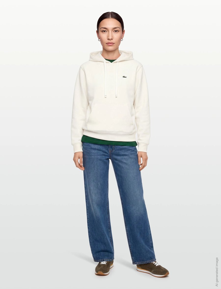 Lacoste - Relaxed Fit Piqué Hoodie - kapuutsiga pusad - white - 0