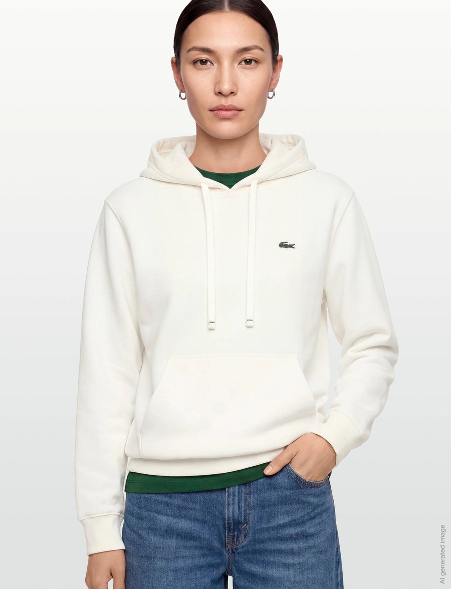 Lacoste - Relaxed Fit Piqué Hoodie - kapuutsiga pusad - white - 3