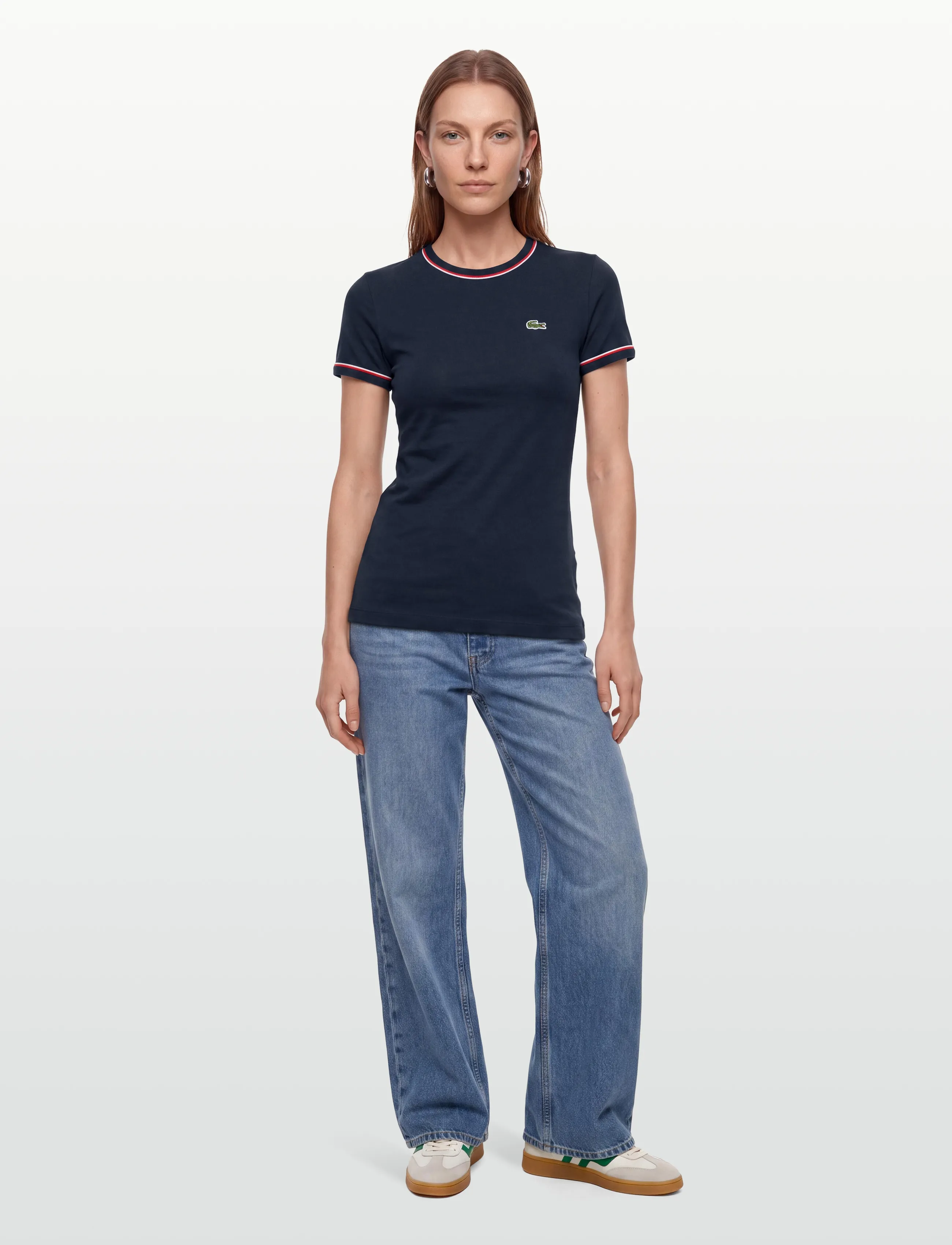 Lacoste - Women's Contrast Accent Jersey T-Shirt - t-shirts - multi coloured - 0