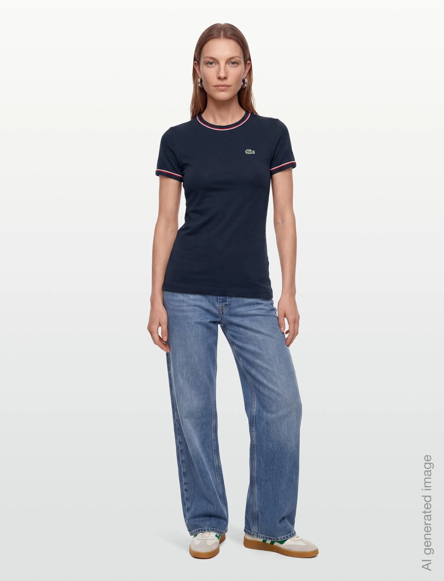 Lacoste - Women's Contrast Accent Jersey T-Shirt - t-shirts - multi coloured - 0