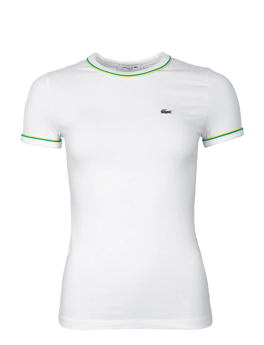 Lacoste - Women's Contrast Accent Jersey T-Shirt - t-shirts - white - 0