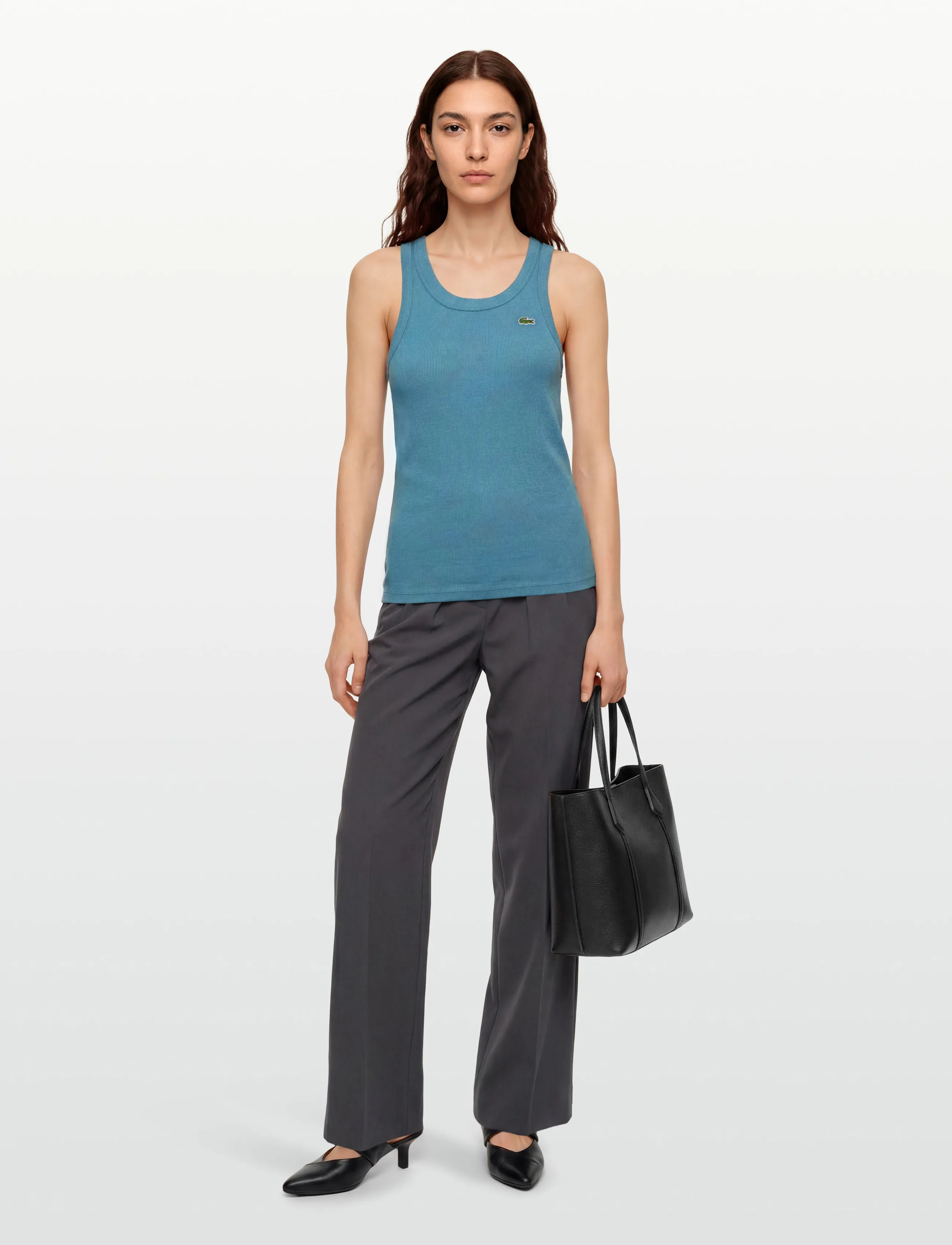 Lacoste Slim Fit Cotton Tank Top, 42, Blue, T-Shirts & Toppe > Uden Ærmer, Dame