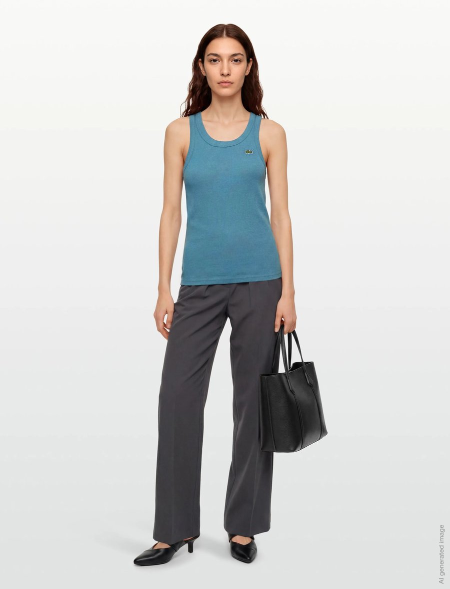 Lacoste - Slim Fit Cotton Tank Top - linnen - blue - 0