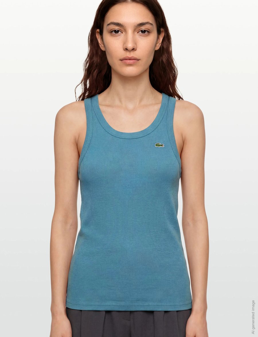 Lacoste - Slim Fit Cotton Tank Top - linnen - blue - 3