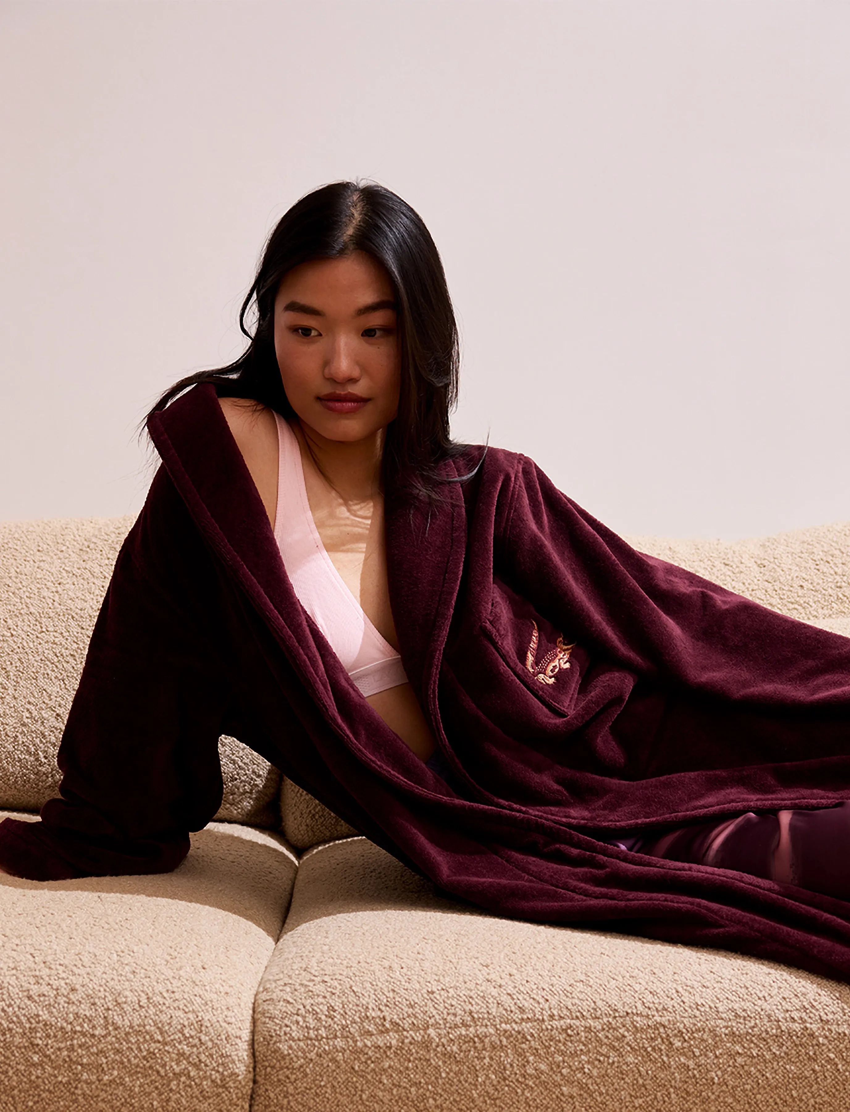 Lacoste Home Lrene Bath Robe,,,Burgunderrot Gr.XL