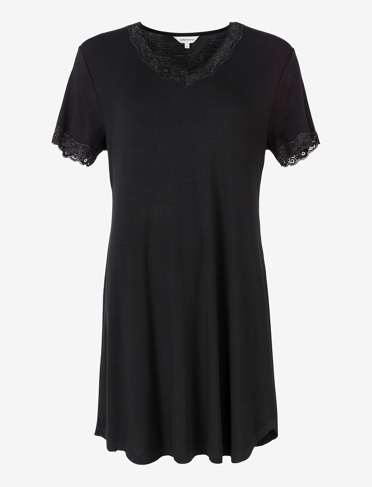 Lady Avenue - Silk Jersey - Nightgown w.sleeve - nachthemden - black - 0