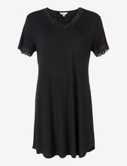 Silk Jersey - Nightgown w.sleeve - BLACK