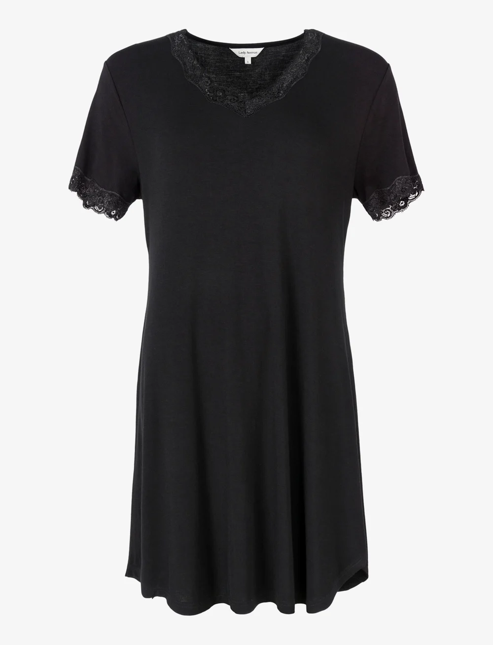 Lady Avenue - Silk Jersey - Nightgown w.sleeve - natkjoler - black - 1