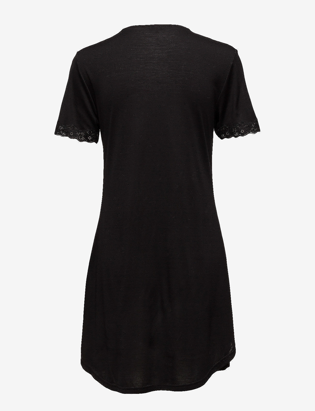 Lady Avenue - Silk Jersey - Nightgown w.sleeve - natkjoler - black - 1
