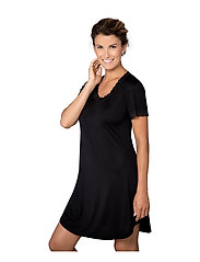Lady Avenue - Silk Jersey - Nightgown w.sleeve - natkjoler - black - 2