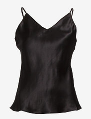 Lady Avenue - Pure Silk - Camisole w.cording - oberteile - black - 0